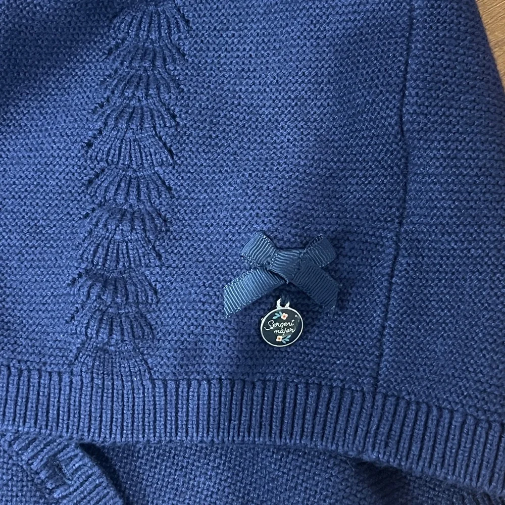 Sergent Major Navy Blue Sweater Cardigan Knit Design Sweater, Size 9, (134cm)